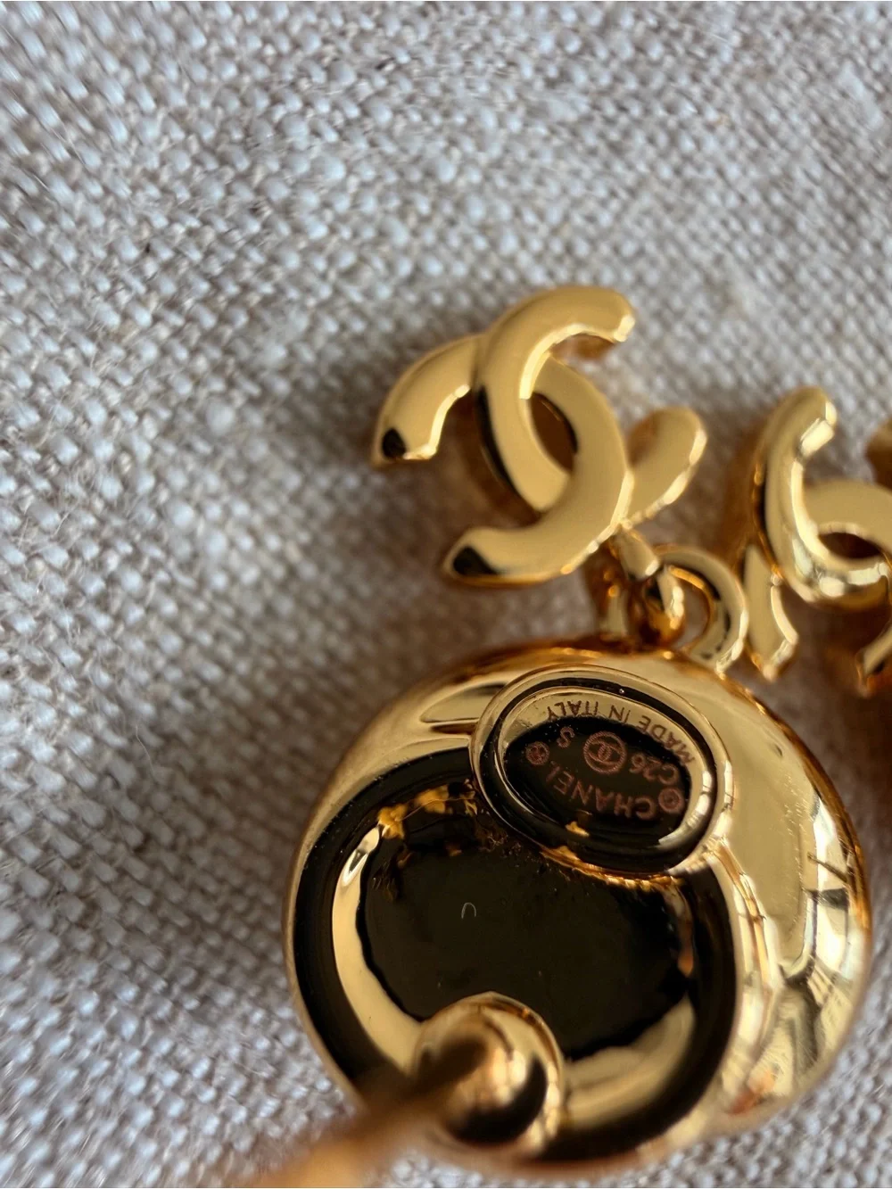 💛CHANEL Gold CC Drop Earrings with Dome Tops💛